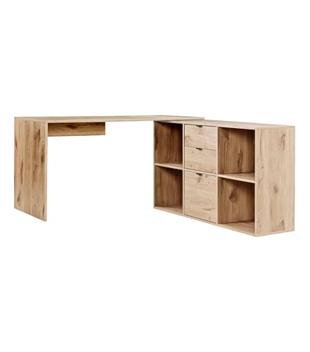 mokebo Eckschreibtisch groß in Eiche mit Schubladen & Fächern 'Der Produktive', auch als Schreibtisch oder Arbeitstisch im Büro, Kinderschreibtisch oder Gaming Tisch 145x77x54 (B/H/T in cm) von mokebo