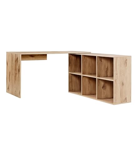 mokebo Eckschreibtisch groß in Eiche mit Stauraum 'Der Produktive', auch als Schreibtisch, Computertisch oder Arbeitstisch im Büro, Kinderschreibtisch oder Gaming Tisch in 145x77x65 (B/H/T in cm) von mokebo