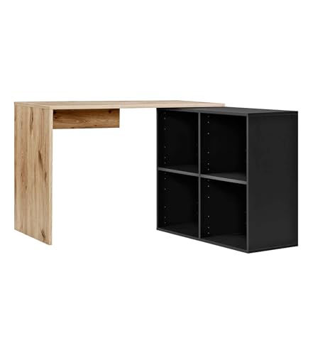 mokebo Eckschreibtisch klein in Eiche/Schwarz mit Stauraum 'Der Produktive', auch als Schreibtisch, Computertisch o. Arbeitstisch im Büro, Kinderschreibtisch o. Gaming Tisch in 112x77x54 (B/H/T in cm) mokebo Eckschreibtisch klein in Eiche/Schwarz mit Stauraum 'Der Produktive', auch als Schreibtisch, Computertisch o. Arbeitstisch im Büro, Kinderschreibtisch o. Gaming Tisch in 112x77x54 (B/H/T in cm) von mokebo