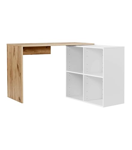 mokebo Eckschreibtisch klein in Eiche/Weiß mit Stauraum 'Der Produktive', auch als Schreibtisch, Computertisch o. Arbeitstisch im Büro, Kinderschreibtisch oder Gaming Tisch in 112x77x54 (B/H/T in cm) mokebo Eckschreibtisch klein in Eiche/Weiß mit Stauraum 'Der Produktive', auch als Schreibtisch, Computertisch o. Arbeitstisch im Büro, Kinderschreibtisch oder Gaming Tisch in 112x77x54 (B/H/T in cm) von mokebo