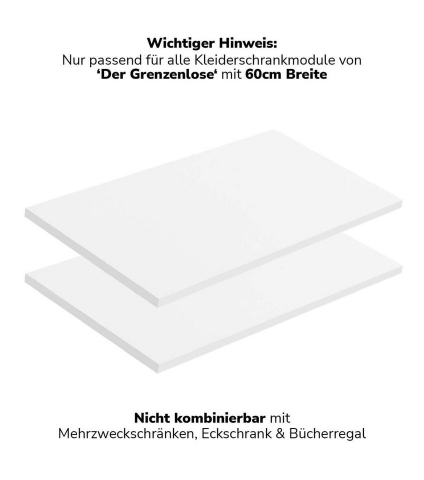 mokebo Einlegeboden Die Ableger (2er-Set), Böden für Kleiderschrank 'Der Grenzenlose' mit 90cm Breite in Weiß von mokebo