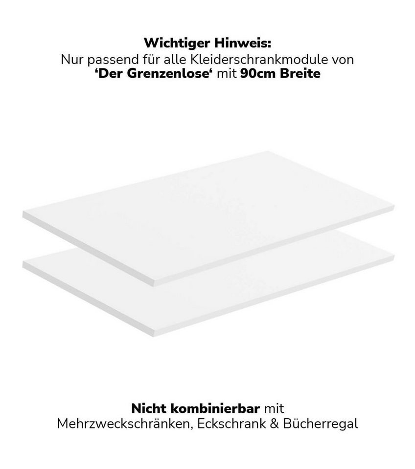mokebo Einlegeboden Die Ableger (2er-Set), Böden für Kleiderschrank 'Der Grenzenlose' mit 90cm Breite in Weiß von mokebo