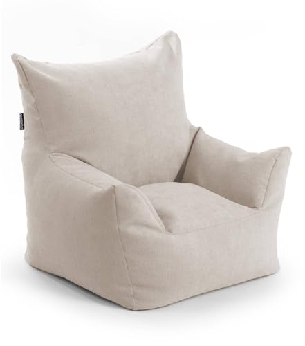 mokebo Kindersessel mit Stoffbezug 'Der Pausenheld', Sitzsack Kinder mit Füllung, auch als Lesesessel oder Sitzkissen fürs Kinderzimmer, Kindersitzsack oder Sessel für Kinder in Beige von mokebo