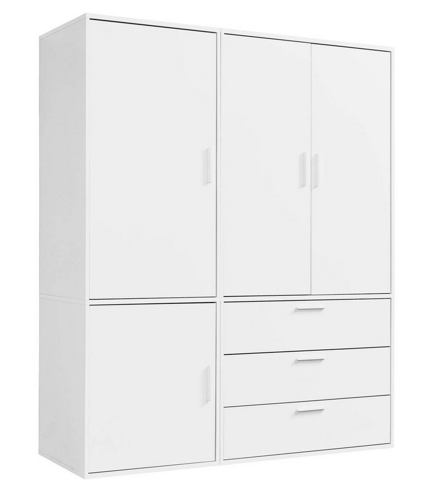 mokebo Kleiderschrank Der Grenzenlose (4-Türig & 3 Schubladen) Garderobenschrank, Schlafzimmerschrank oder Schrank groß in Weiß von mokebo