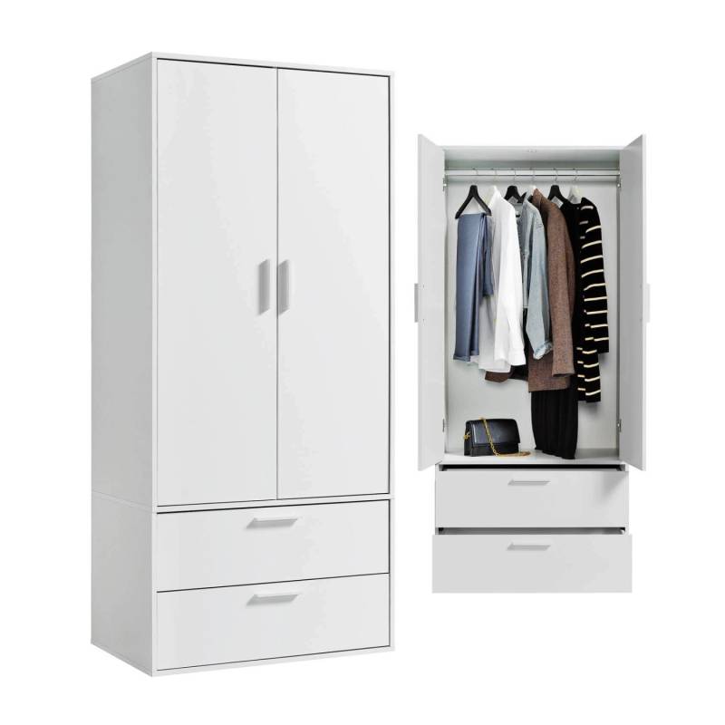 mokebo Kleiderschrank Der Kleiderheld 2 türig und mit zwei durchlaufenden Schubladen von mokebo