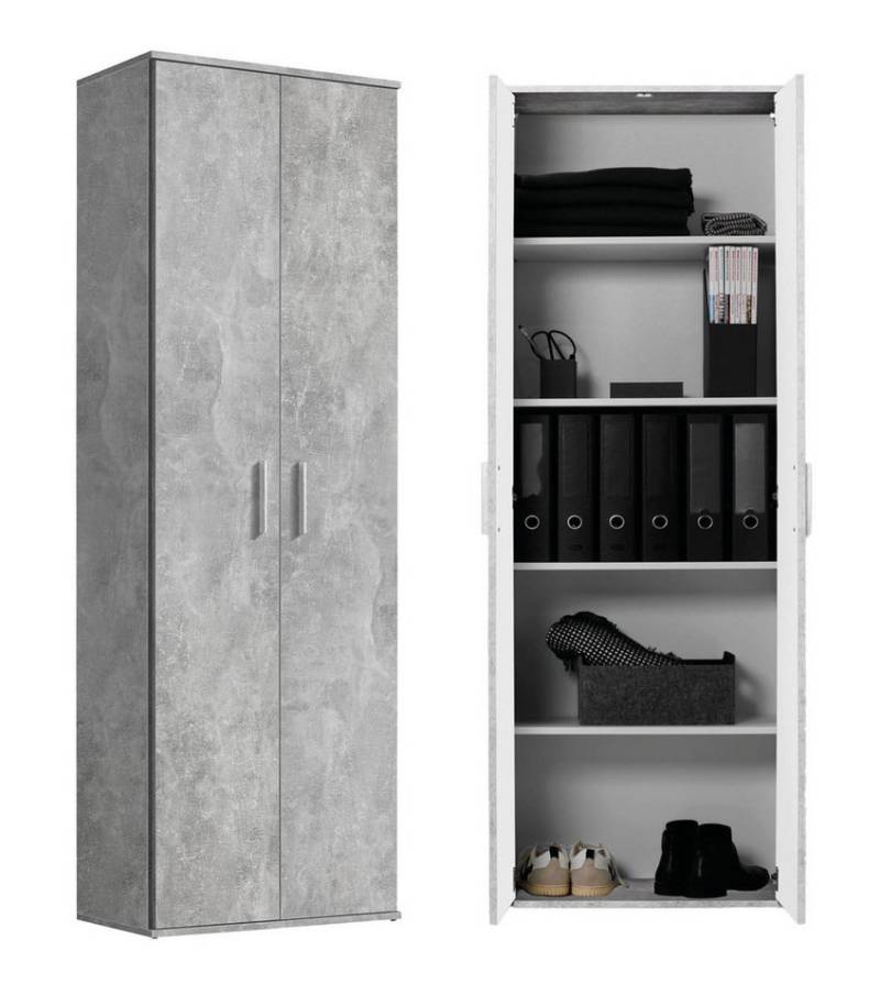 mokebo Mehrzweckschrank Der Lange (60x180 cm, mit 4 Einlegeböden) Schuhschrank, Aktenschrank, Flurschrank & Aufbewahrungsschrank in Grau von mokebo