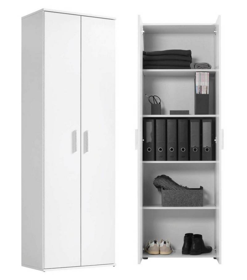 mokebo Mehrzweckschrank Der Lange (60x180 cm, mit 4 Einlegeböden) Schuhschrank, Aktenschrank, Flurschrank & Aufbewahrungsschrank in Weiß von mokebo