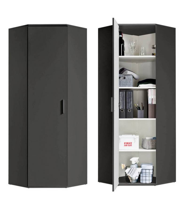 mokebo Mehrzweckschrank Der Lange Eckschrank (64x180 cm, mit 4 Einlegeböden) Eckschrank, Aktenschrank, Schuhschrank & Schrank in Anthrazit von mokebo