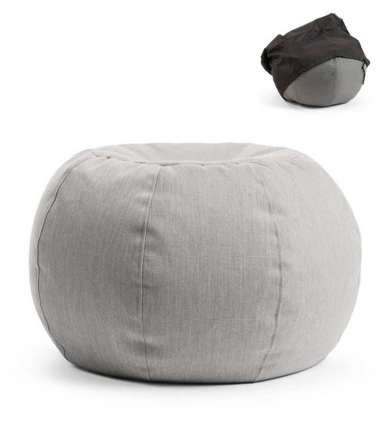 mokebo Pouf Der Kugelige (für drinnen & draußen), Sitzhocker Outdoor, Fußhocker, Hocker & Sitzkissen eckig Lichtgrau von mokebo