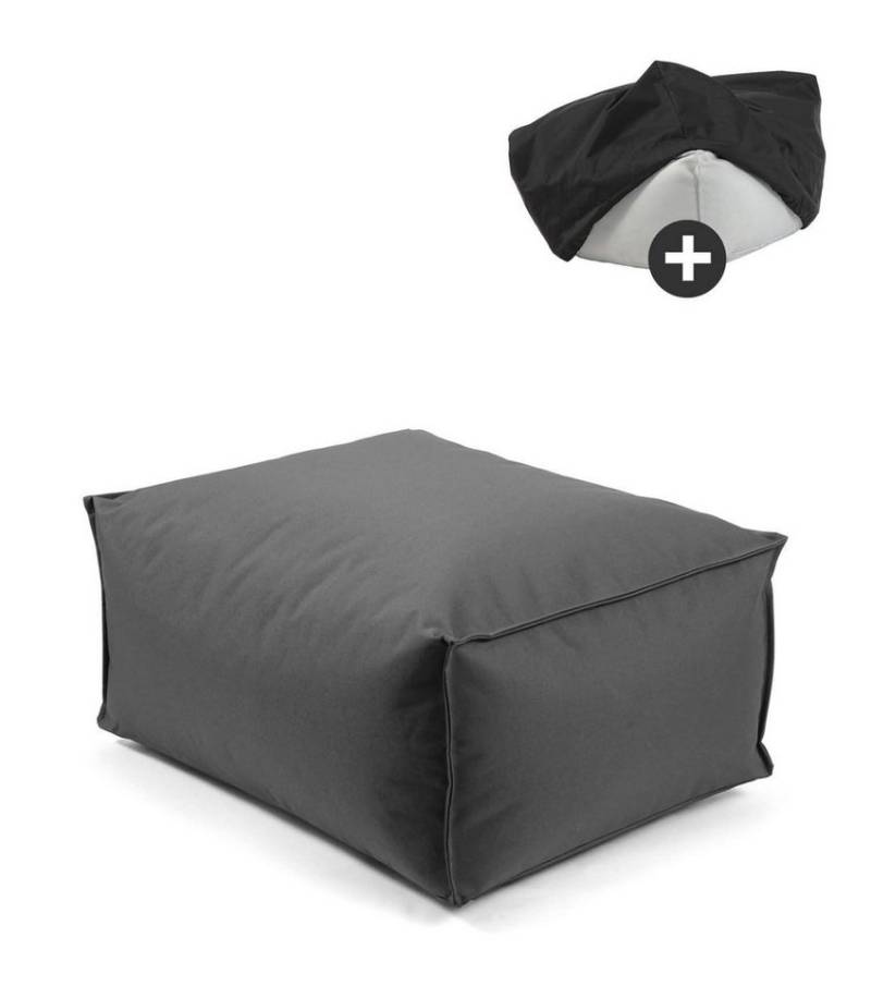 mokebo Pouf Der Ruhestifter (mit Schutzhülle), Sitzhocker Outdoor, Fußhocker, Hocker & Sitzkissen eckig Grau von mokebo