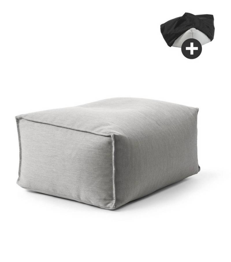 mokebo Pouf Der Ruhepouf (mit Schutzhülle), Sitzhocker Outdoor, Fußhocker, Hocker & Sitzkissen eckig Steingrau von mokebo