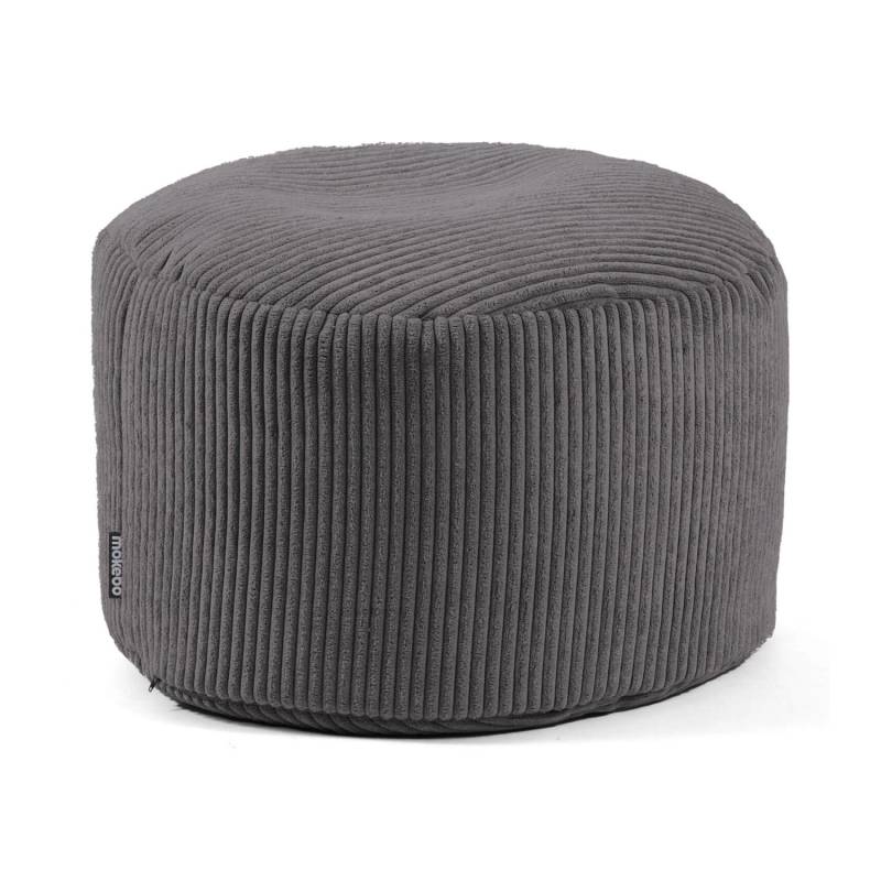 mokebo Pouf oder Sitzhocker aus Cord Der Faule Lenz Fußhocker in Anthrazit mit EPS-Perlen Füllung von mokebo