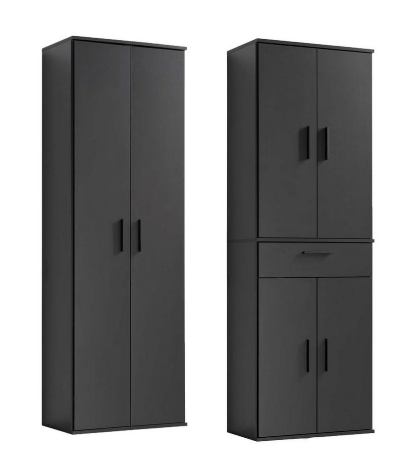 mokebo Schrank-Set Die Allzweckwaffe, (2er-Set), Stauraum-Set aus Aktenschrank & Mehrzweckschrank in Schwarz-Anthrazit von mokebo