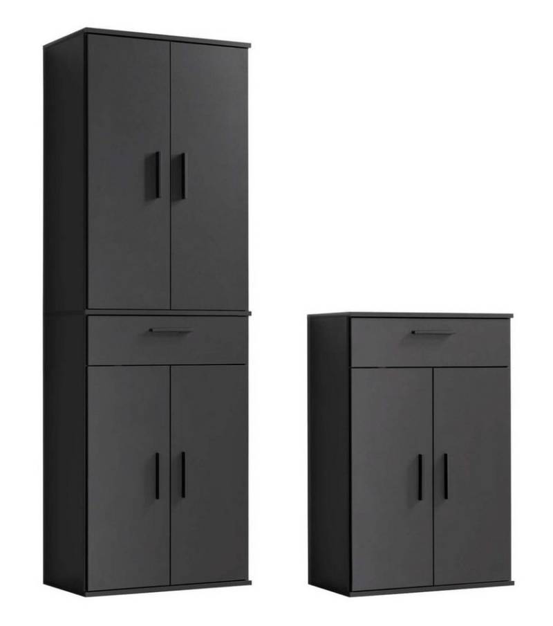 mokebo Schrank-Set Die Allzweckwaffe, (2er-Set), Stauraum-Set aus Mehrzweckschränken bzw. Schubladenschränken in Grau von mokebo