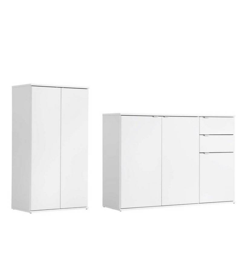 mokebo Schrank-Set Die Allzweckwaffe, (3er-Set), Stauraum-Set aus Mehrzweckschrank und Kommode in Weiß von mokebo