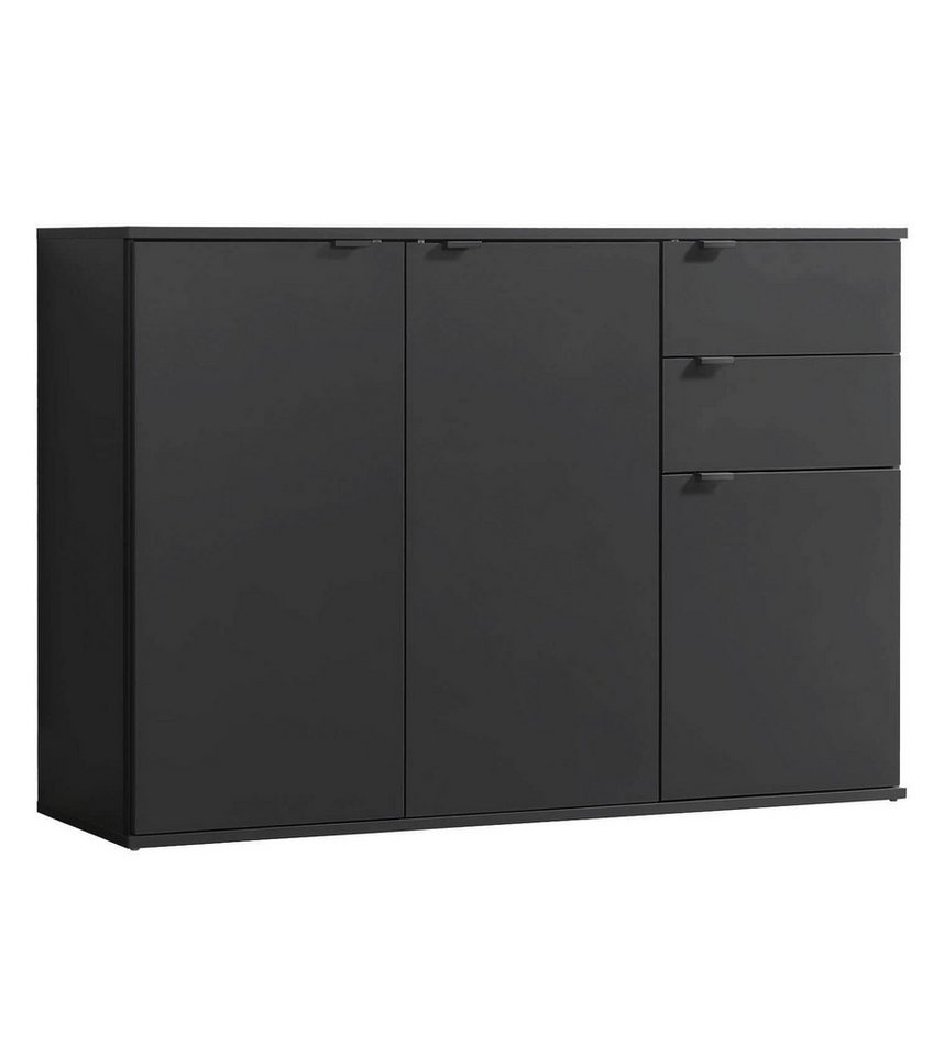 mokebo Sideboard Die Elegante (mit Schubladen & Fächern), Kommode, Highboard oder Anrichte mit Metallgriffen in Schwarz von mokebo