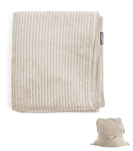 mokebo Sitzsack Bezug aus Cord 'Das Kuschel-Cover', Cover für den Riesen-Sitzsack 'Der Große', Cordbezug in Beige für Sitzkissen & Liegekissen, für alle gängigen XXL Sitzsäcke bis 140x180 cm anwendbar von mokebo