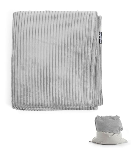 mokebo Sitzsack Bezug aus Cord 'Das Kuschel-Cover', Cover für den Riesen-Sitzsack 'Der Große', Cordbezug in Grau für Sitzkissen & Liegekissen, für alle gängigen XXL Sitzsäcke bis 140x180 cm anwendbar von mokebo