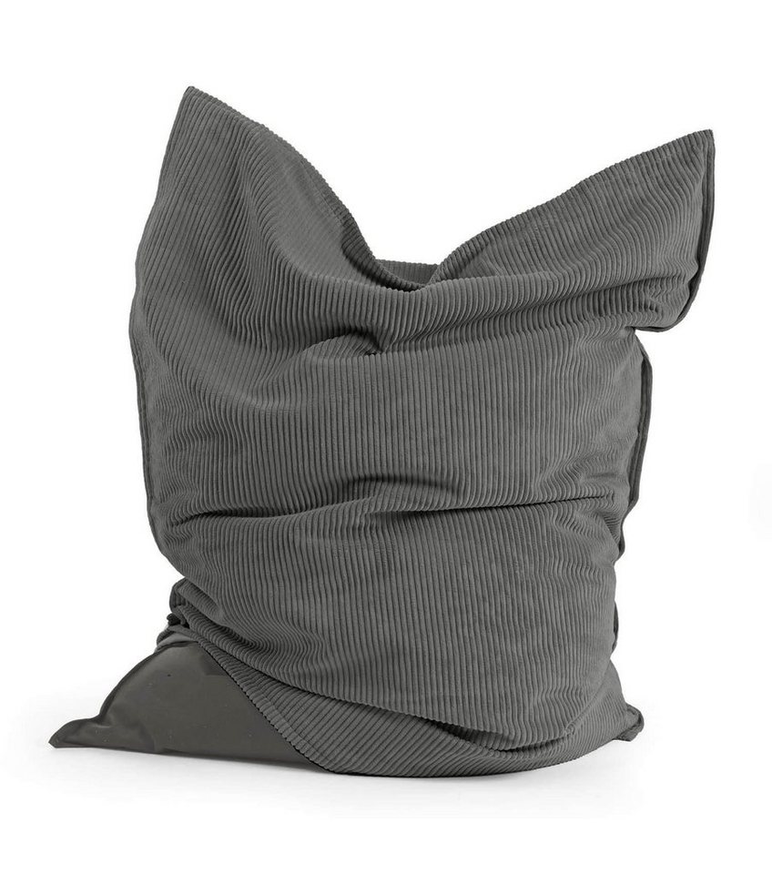 mokebo Sitzsack Der Große (mit Cord Cover), Bean Bag mit Cord Bezug, Riesensitzsack oder Bodenkissen in Anthrazit von mokebo