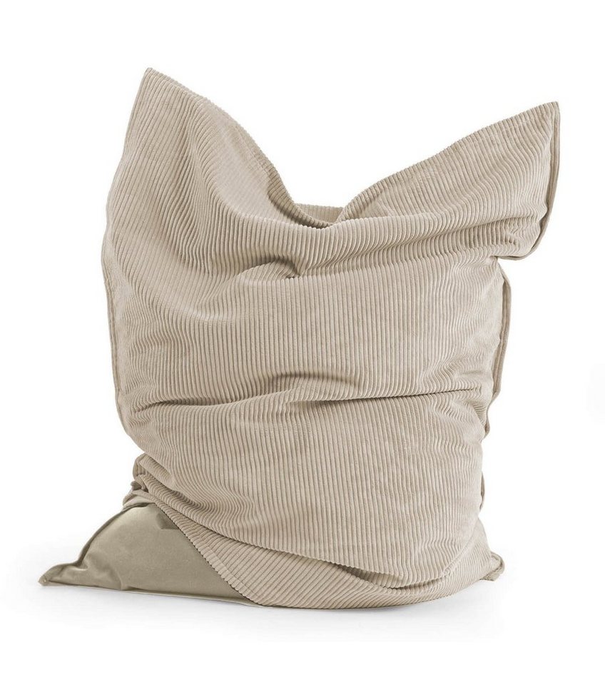 mokebo Sitzsack Der Große (mit Cord Cover), Bean Bag mit Cord Bezug, Riesensitzsack oder Bodenkissen in Beige von mokebo