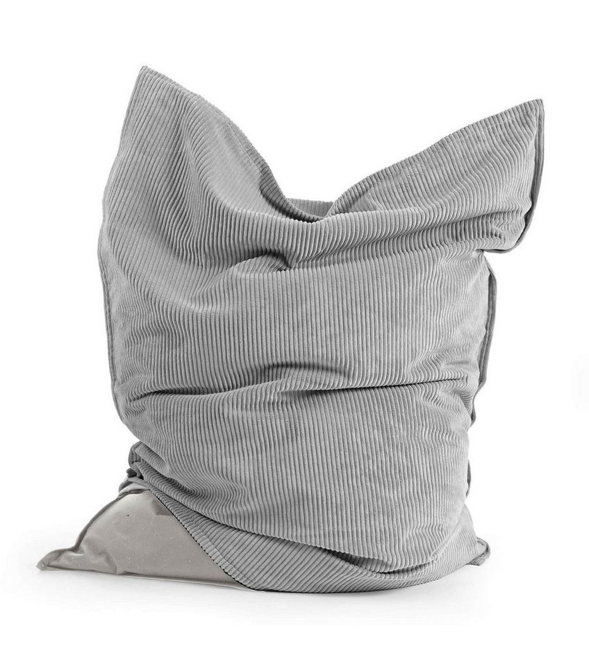 mokebo Sitzsack Der Große (mit Cord Cover), Bean Bag mit Cord Bezug, Riesensitzsack oder Bodenkissen in Grau von mokebo