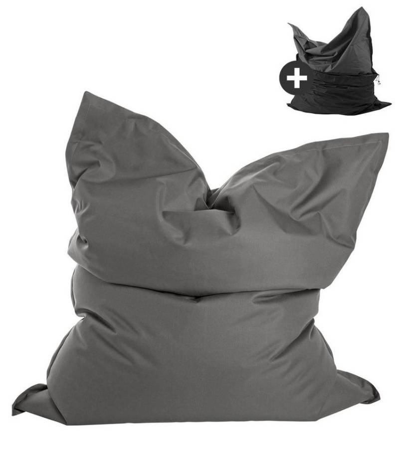 mokebo Sitzsack Der Große (mit Schutzhülle), Bean Bag Outdoor XXL, Bodenkissen, Riesen Sitzkissen in Grau von mokebo