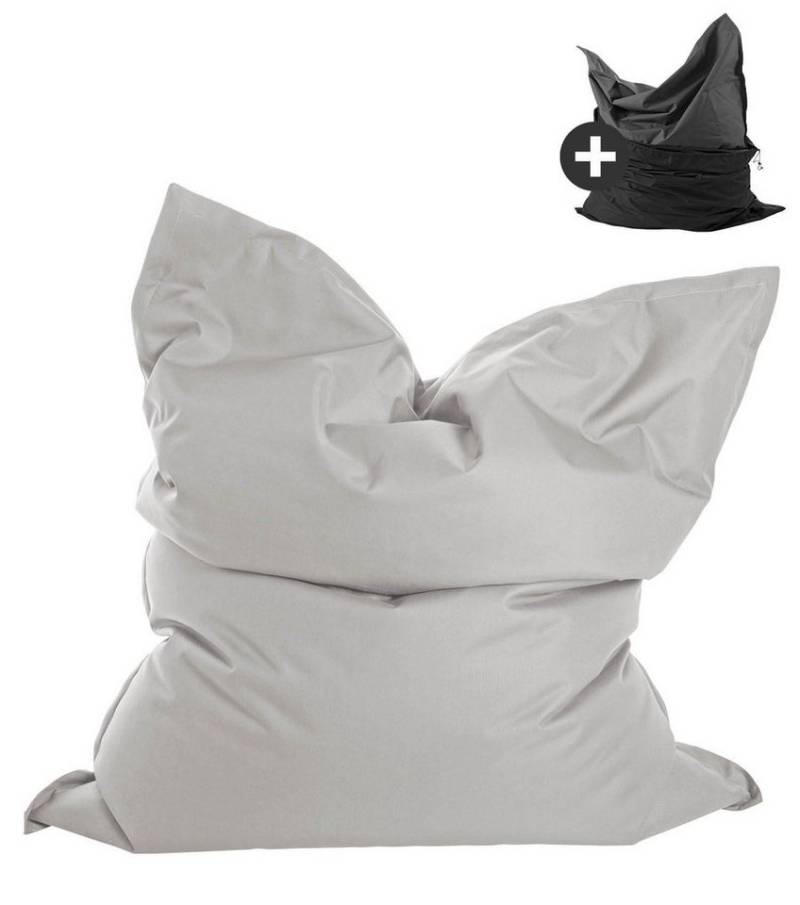 mokebo Sitzsack Der Große (mit Schutzhülle), Bean Bag Outdoor XXL, Bodenkissen, Riesen Sitzkissen in Grau von mokebo