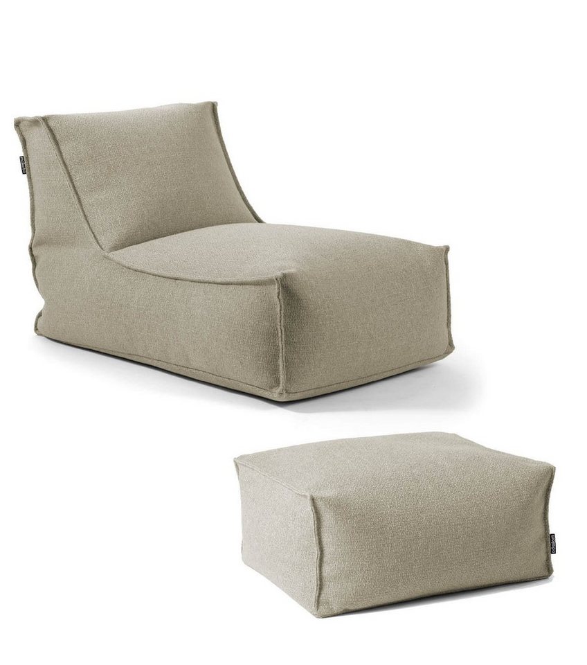 mokebo Sitzsack Der Sundowner (aus nachhaltigem Recyclingstoff), Indoor Bean Bag + Hocker, Liege, Relaxliege, Kinder & Erwachsene Beige von mokebo