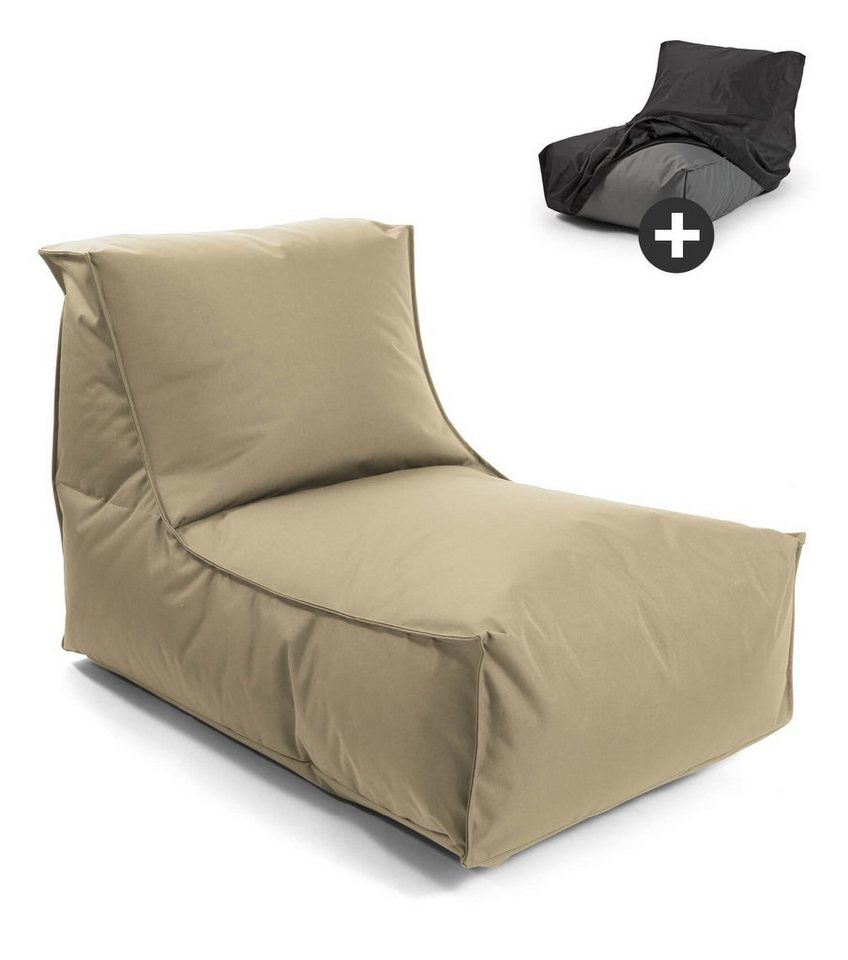 mokebo Sitzsack Der Sundowner (mit Schutzhülle), Bean Bag Outdoor für Kinder & Erwachsene, Relaxliege in Beige-Khaki von mokebo