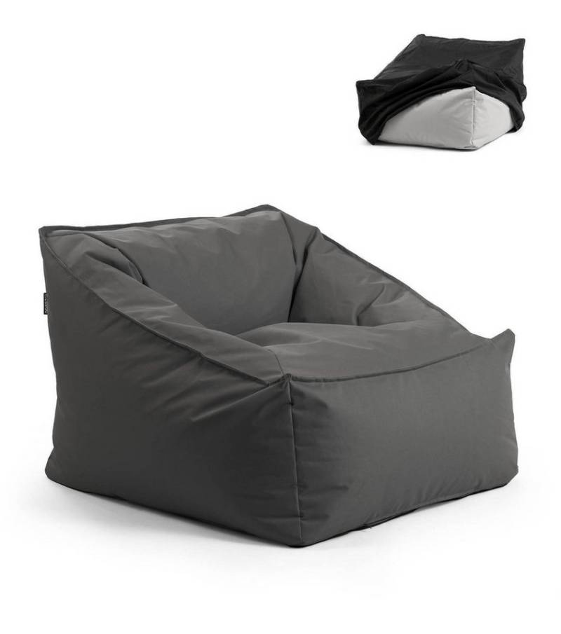 mokebo Sitzsack Der Sunnyboy (für drinnen & draußen), Bean Bag Outdoor für Kinder & Erwachsene, Gartenliege in Anthrazit von mokebo