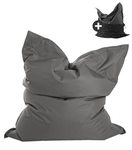 mokebo Sitzsack Outdoor XXL mit Schutzhülle für Kinder & Erwachsene 'Der Große', Bean Bag mit Füllung, Sitzkissen oder Riesen-Sitzsack, wasserabweisender Schutz durch Hülle, 130x170cm, Anthrazit von mokebo