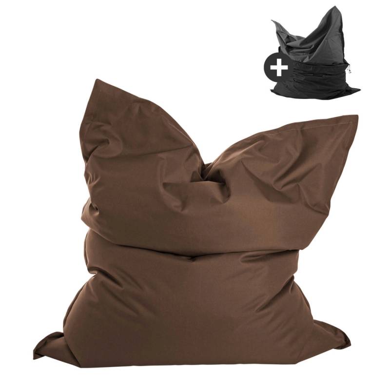 mokebo Sitzsack Outdoor XXL mit Wasserfester Schutzhülle Der Große Bean Bag oder Riesen-Sitzsack in Braun von mokebo