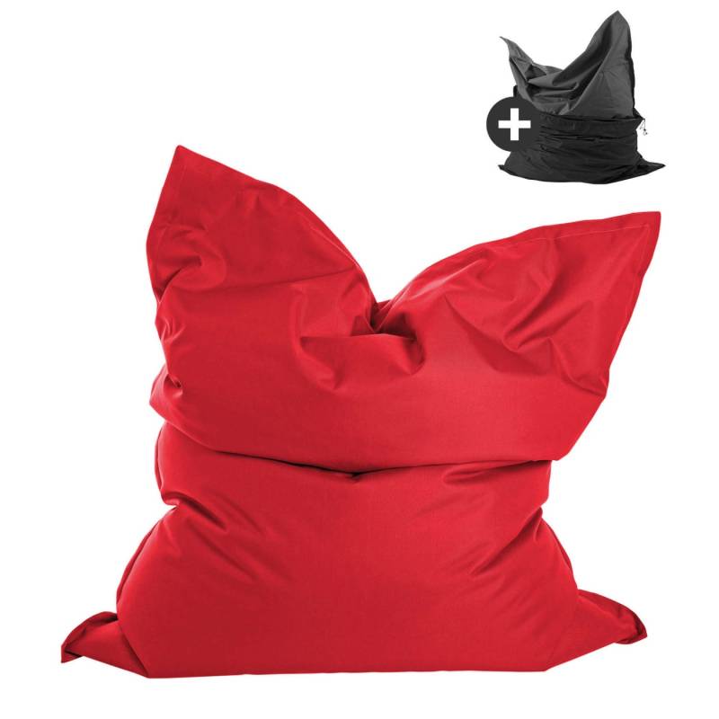 mokebo Sitzsack Outdoor XXL mit Wasserfester Schutzhülle Der Große Bean Bag oder Riesen-Sitzsack in Rot von mokebo