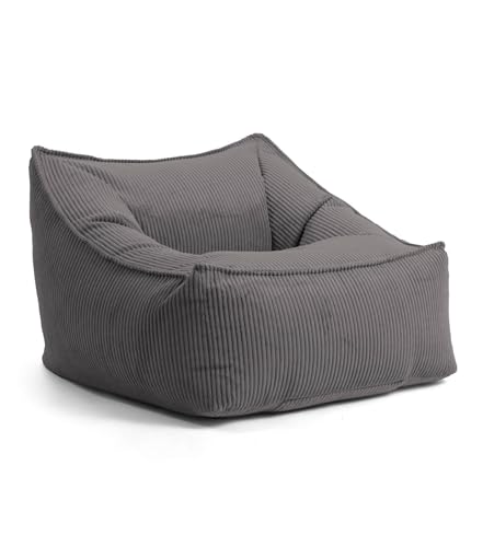 mokebo Sitzsack Sessel aus Cord 'Der Lümmel', XXL Sitzsack, Cord Sessel oder Sitz Sessel für Wohnzimmer und Wintergarten, auch als Riesensitzsack in 83x73x60 (BxHxT in cm) in Anthrazit von mokebo
