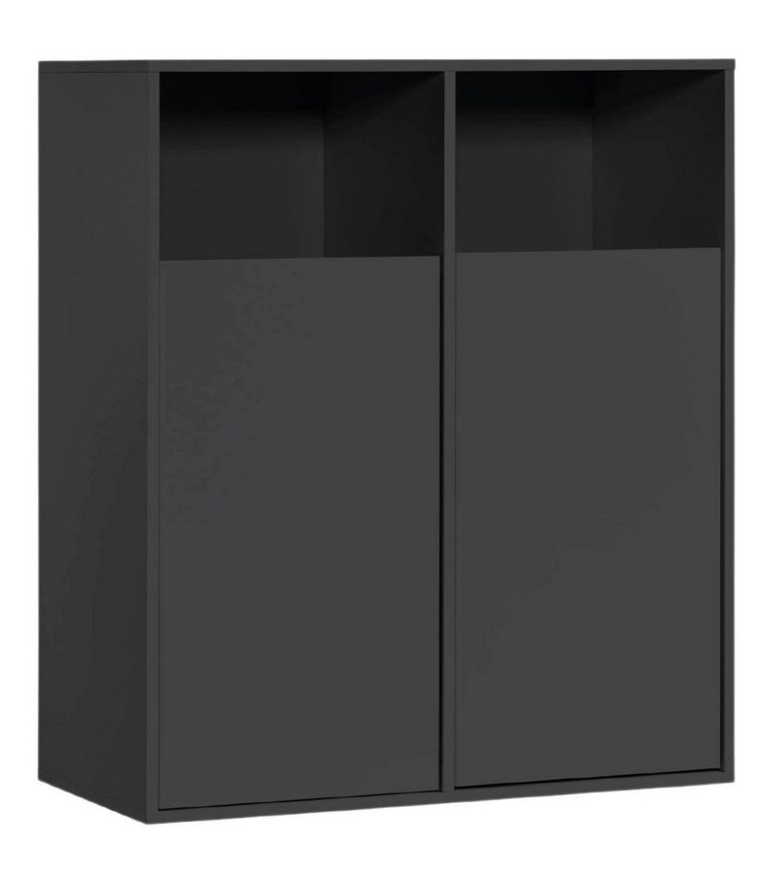 mokebo Wäscheschrank Der Wäschehüter (2-türig) Wäschekorb oder Wäschesammler mit Magnetverschluss in Schwarz von mokebo