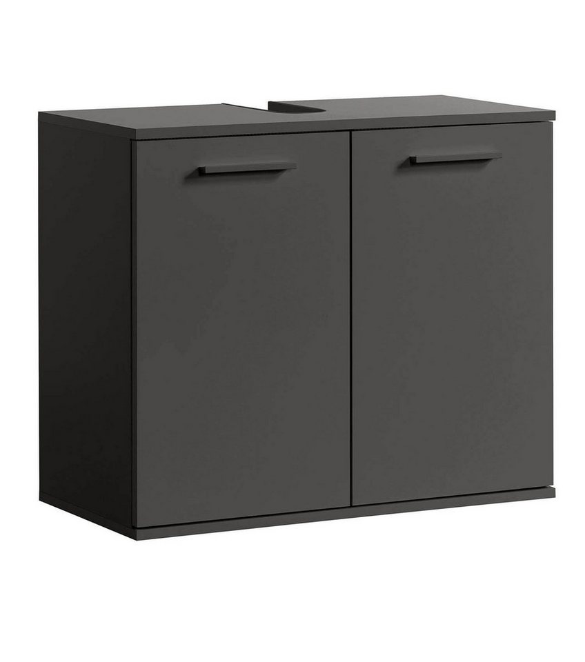 mokebo Waschbeckenunterschrank Der Waschbär (60x70x34 cm, in Anthrazit Schwarz) Waschtischunterschrank oder Badezimmerschrank in Eiche Schwarz von mokebo