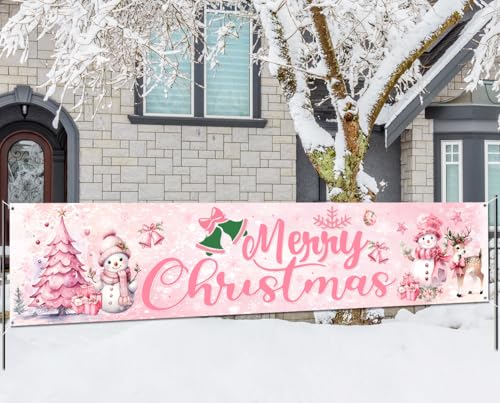 Rosa Weihnachtsdekoration Frohe Weihnachten Schild Schneemann Hof Banner für Urlaub Dekoration Weihnachten Thema Party Supplies Outdoor Rosa Weihnachtsdekoration Frohe Weihnachten Schild Schneemann Hof Banner für Urlaub Dekoration Weihnachten Thema Party Supplies Outdoor von mokeja party