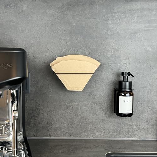 Filtertüten Halter aus Metall Kaffeefilter Halter Wandhalterung Kaffeefilter Größe 2-4 selbstklebend schwarz von molemo
