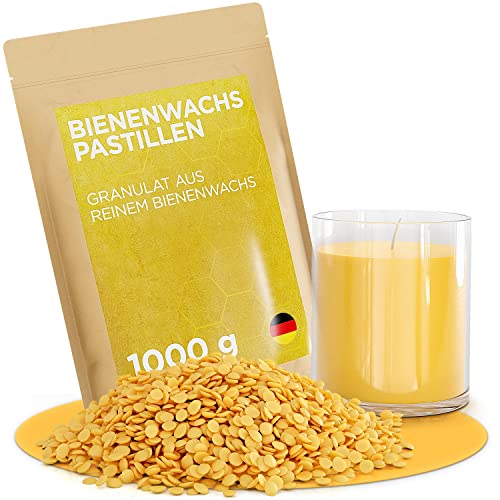 molinoRC Bienenwachs Pastillen 1kg [100% NATUR] Bienenwachs Bio für Kosmetik - Beeswax Wachspastillen - Kerzen - Bienenwachs Lederpflege Möbelpflege - Herstellung Bienenwachstücher von molinoRC