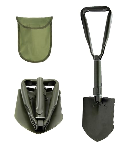 molti Klappspaten 3-teilig – Multifunktionale Schaufel mit Hacke & Tasche, 61 x 15,5 cm Faltbare Spaten für Camping, Garten, Trekking, Auto, Outdoor, Survival, Schneeschaufel (Grün) von molti