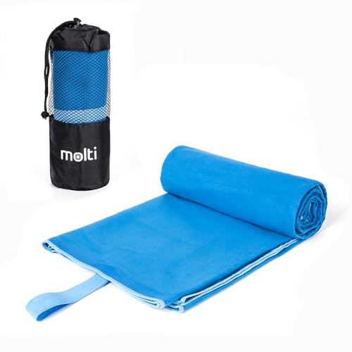 molti Microfaser Handtücher Sporthandtuch Reisehandtuch Strandhandtuch Badetuch schnelltrocknend saugfähig 180x90cm 130x75cm 100x50cm für Fitness Sauna Sport Yoga Gym Camping (180cm x 90cm, Blau) von molti
