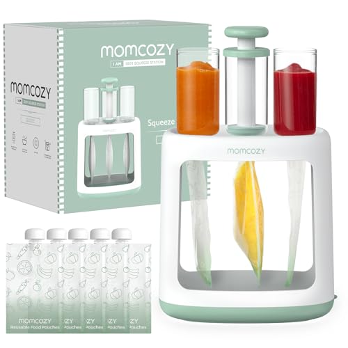 Momcozy Quetschstation, Babynahrung und Beutelfüller für hausgemachtes Babypüree, BPA-frei, spülmaschinenfest, mit wiederverwendbaren Babynahrungsbeuteln für Babys und Kleinkinder von momcozy