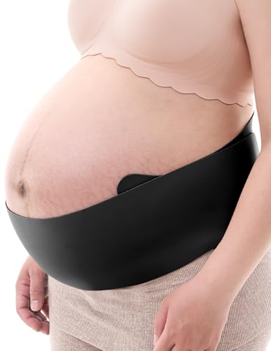 momcozy Verstellbarer Schwangerschaftsgürtel - Atmungsaktives Bauchband gegen Becken- & Rückenschmerzen, Lendenstütze für Schwangere,Schwarz M von momcozy