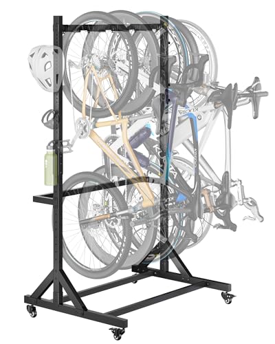 monTEK Freistehender Fahrradständer für 5 Fahrräder, Heavy Duty 160KG Vertikaler Fahrradständer mit 5 Fahrradhaken & 6 Helmhaken, Fahrradständer für Innen und Außen mit Feststellrollen monTEK Freistehender Fahrradständer für 5 Fahrräder, Heavy Duty 160KG Vertikaler Fahrradständer mit 5 Fahrradhaken & 6 Helmhaken, Fahrradständer für Innen und Außen mit Feststellrollen von monTEK
