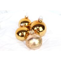 4 Weihnachtsbaumkugeln in Gold von monamievintageDE