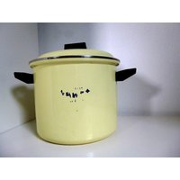 Großer Emailletopf Mit Deckel Vintage von monamievintageDE