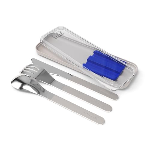 MONBENTO - Besteck für unterwegs MB Slim Box – Blau – Besteckset Lunch Box mit Etui für Bentos MB Original MB Square und MB Sense – Besteck für Mahlzeiten unterwegs Outdoor – Gabel, Messer, Löffel von monbento