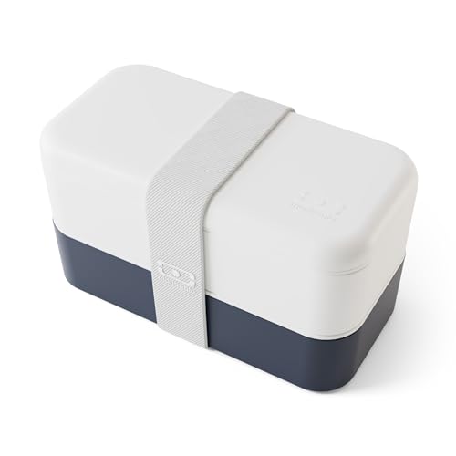 monbento - Bento Box Erwachsene Original weiß/blau Made in France - Lunchbox mit Fächern Auslaufsicher - Perfekt für Büro/Picknick - BPA Frei Brotdose - Lebensmittelbehälter - Zweifarbig von monbento
