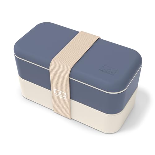 monbento - Bento Box MB Original Natural mit Fächer Made in France - Auslaufsicher - Lunch Box Perfekt für Büro/Meal Prep/Schule - BPA Frei - Brotdose Lebensmittelbehälter - Blau von monbento