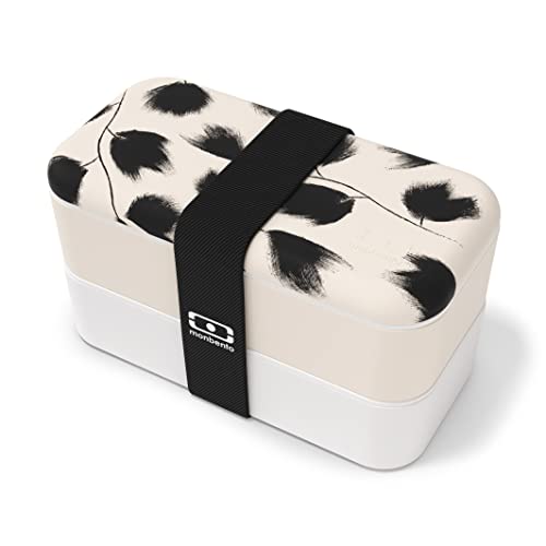 monbento - Bento Box MB Original Plume mit Fächer Made in France - Auslaufsicher - Lunch Box Perfekt für Büro/Meal Prep/Schule - BPA Frei - Brotdose Lebensmittelbehälter - Beige mit Federn von monbento